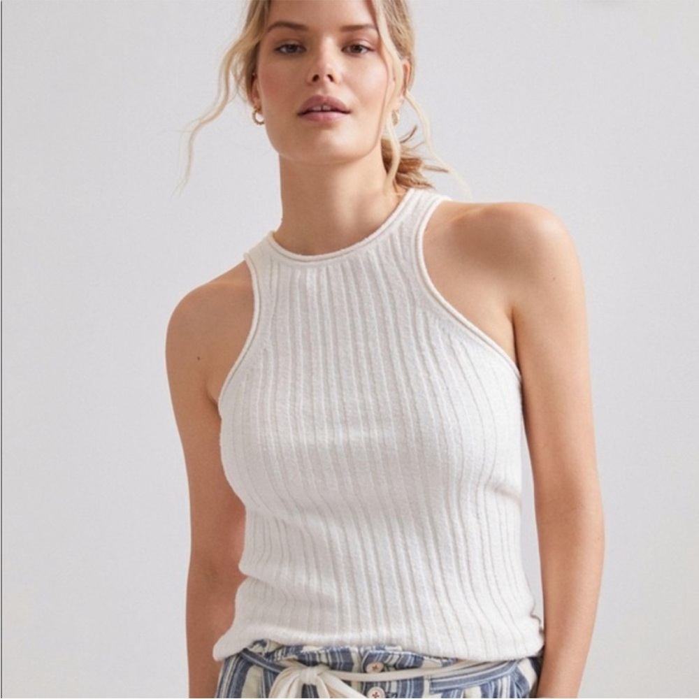 Anthropologie Knit High Neck Tank (Ivory) (XS)